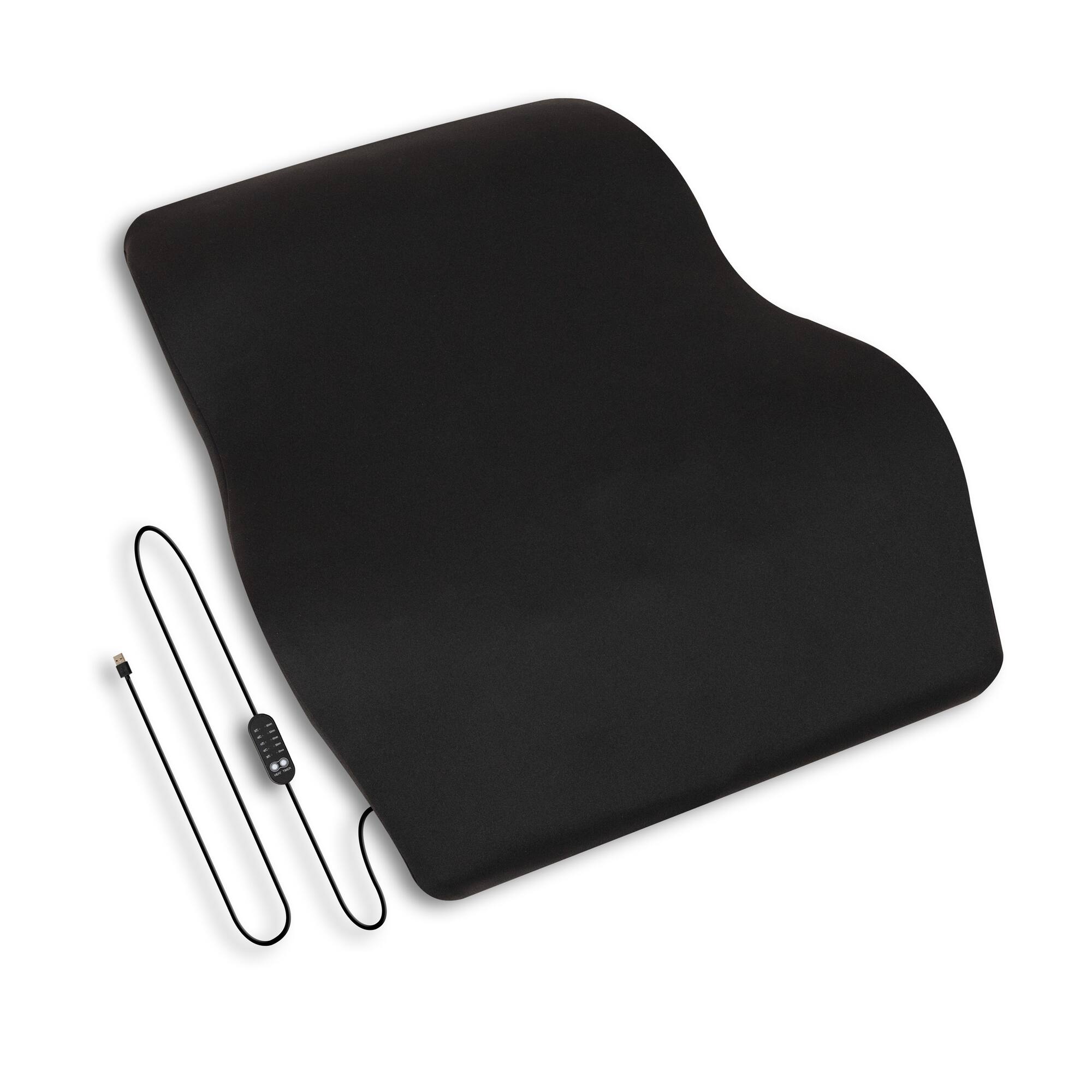 Mind Reader Heated Air-Cloud Lumbar Cushion, Ergonomic Memory Foam Back Support Pillow with Adjustable Heat Settings and Timer, Black